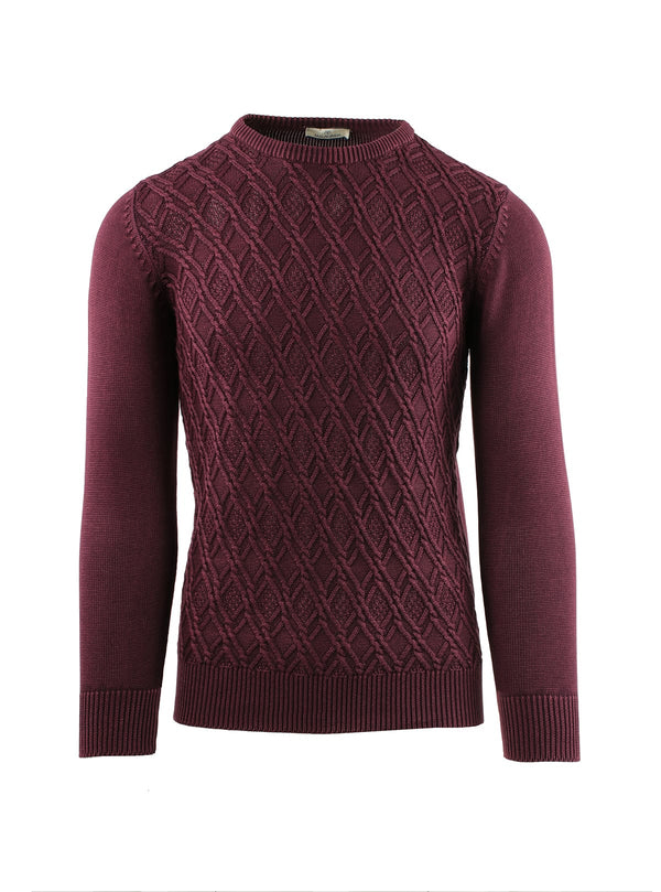 DIAMOND PATTERN CREW NECK STONE WASHED