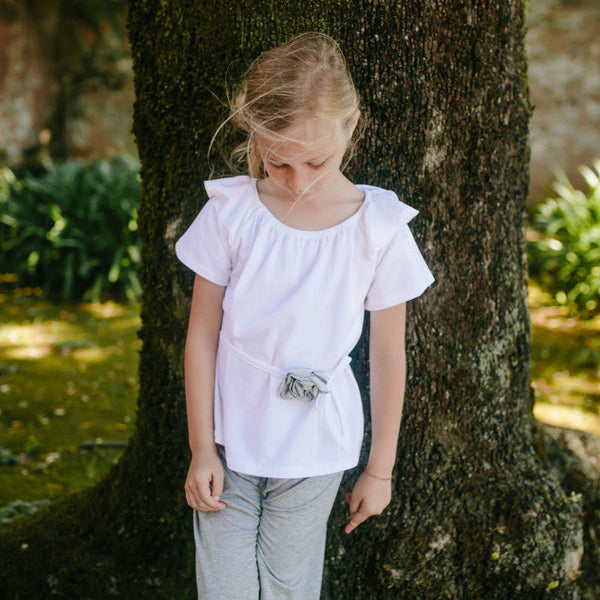 COTTON JERSEY RUFFLED COLLAR TOP
