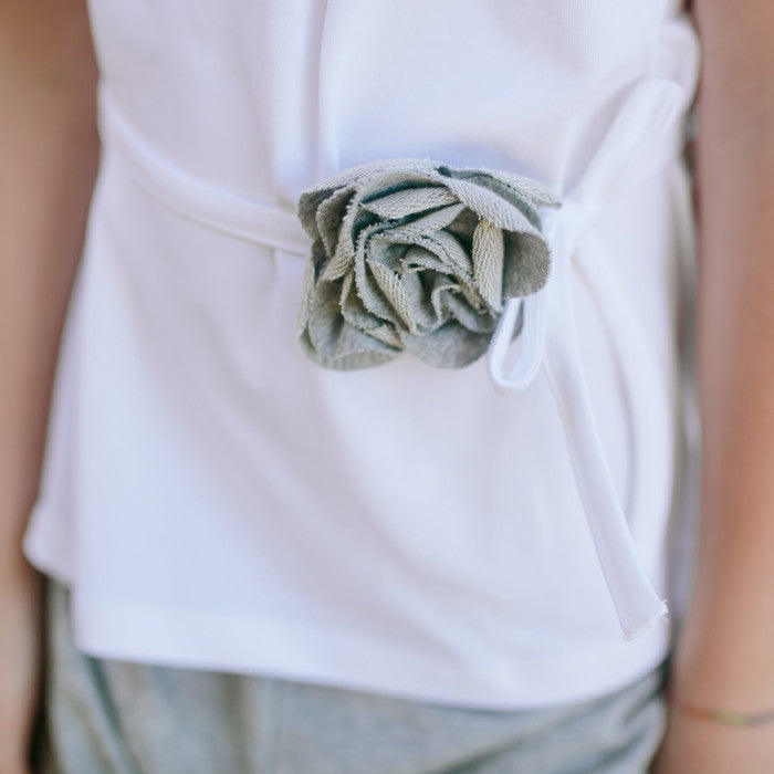 COTTON JERSEY RUFFLED COLLAR TOP