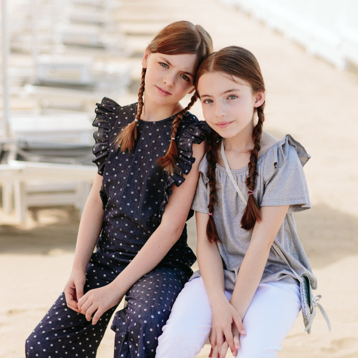DENIM POLKA DOTS ONESIE