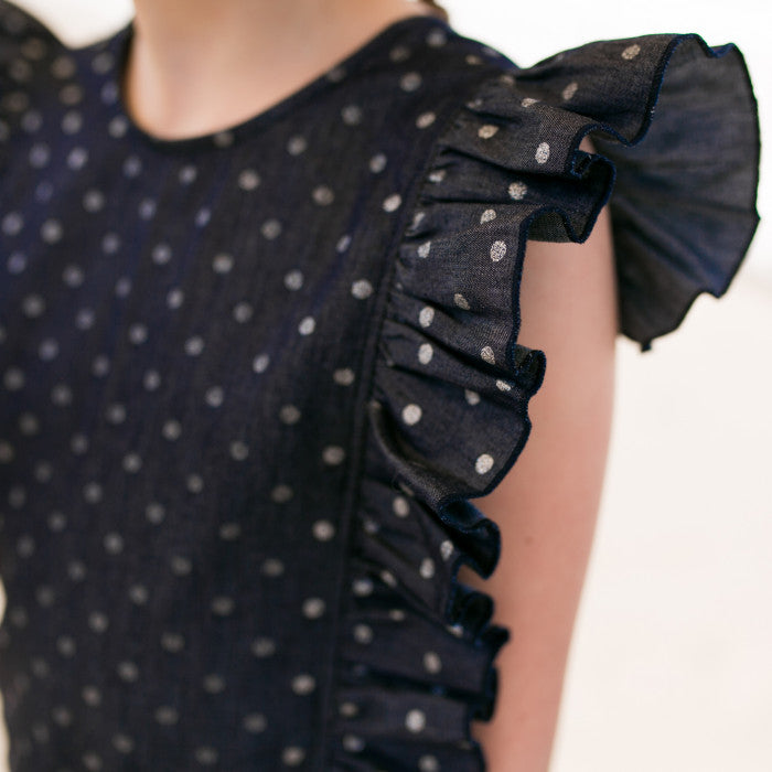 DENIM POLKA DOTS ONESIE