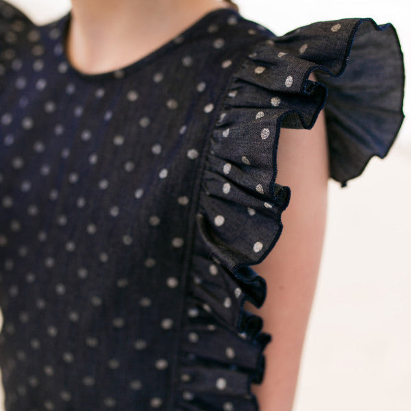 DENIM POLKA DOTS ONESIE