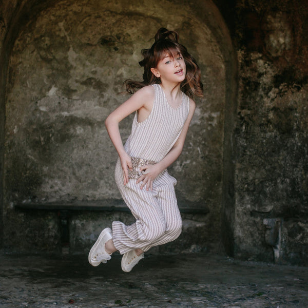 STRIPED FLEECE JUMPSUIT BARLEY