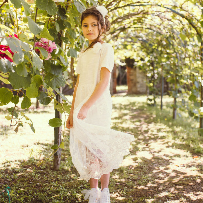LIGHT FLEECE DRESS WITH LACE
