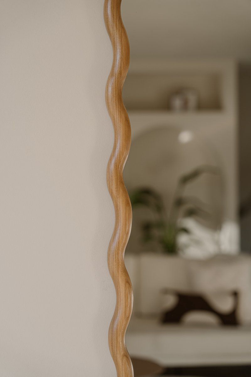 Indore Home - Flow Mirror - Wave Edge - Asymmetrical - Wall Mirror - 90 cm - Wood
