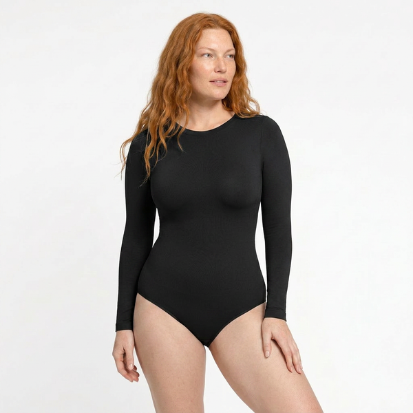 Shaping bodysuit with long sleeves and classic panty cut, BLACK size other: XS/S