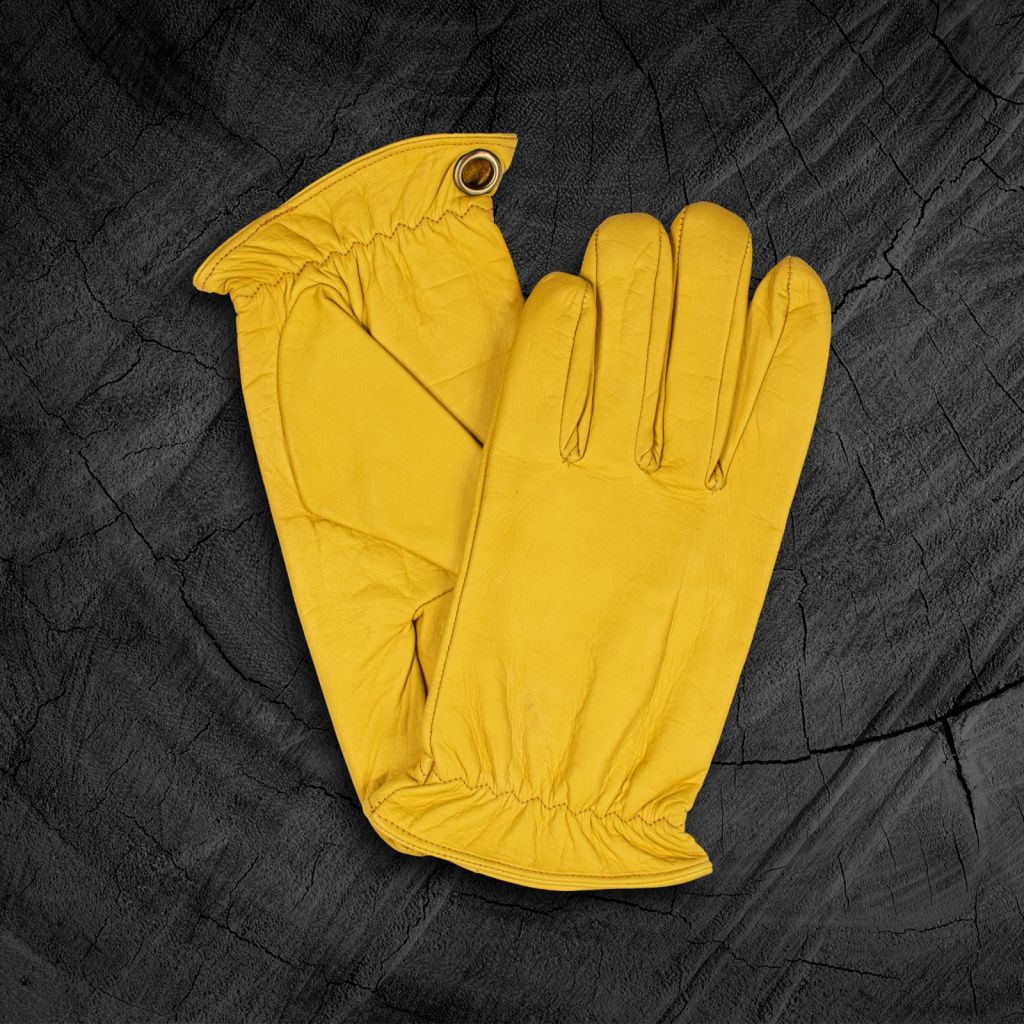 Men's Bushcraft Leather Gloves Made of Calfskin Suitable for Motorcycles