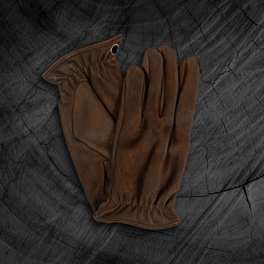 Men's Bushcraft Leather Gloves Made of Calfskin Suitable for Motorcycles