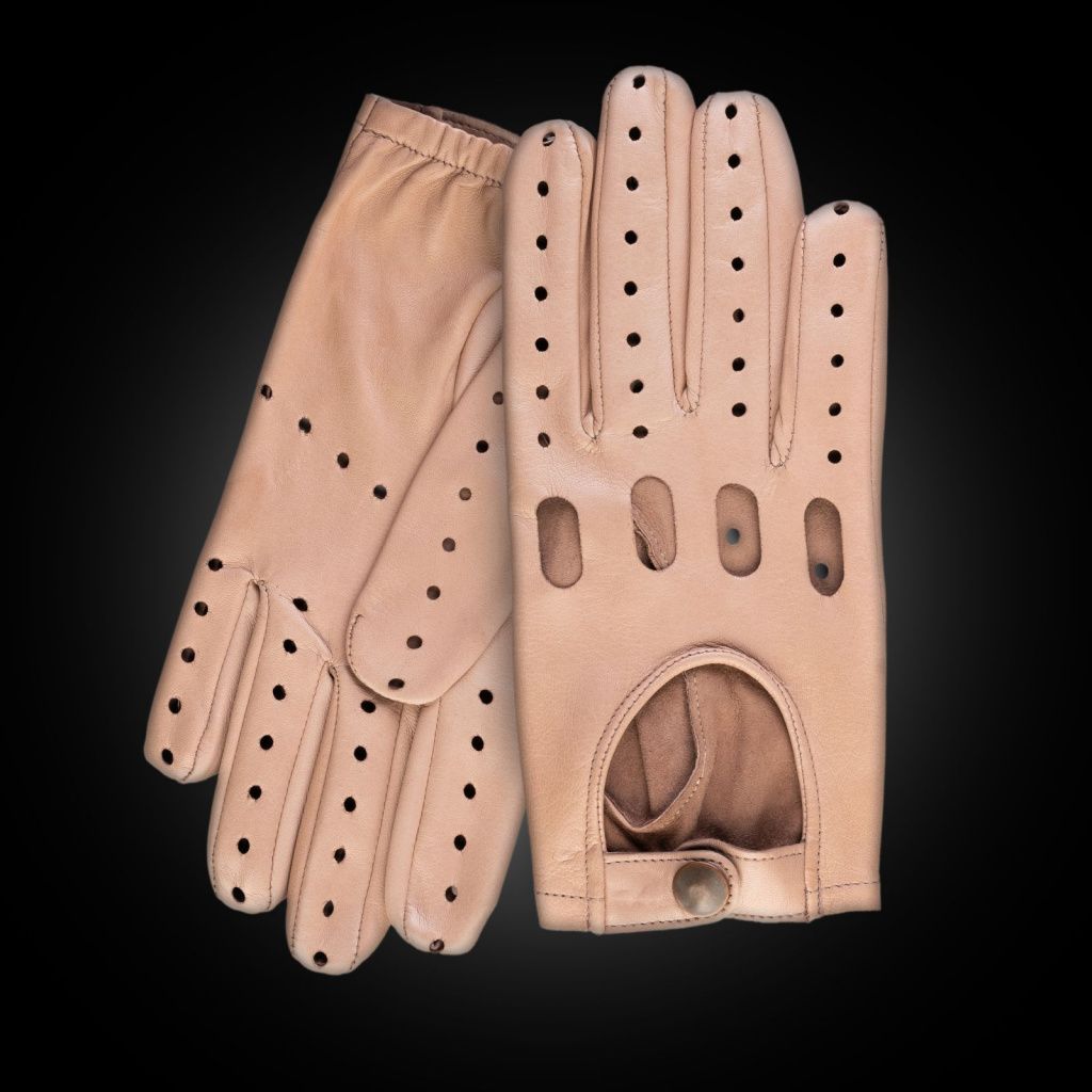 Light Men's Leather Driving Gloves with Wrist Elastic
