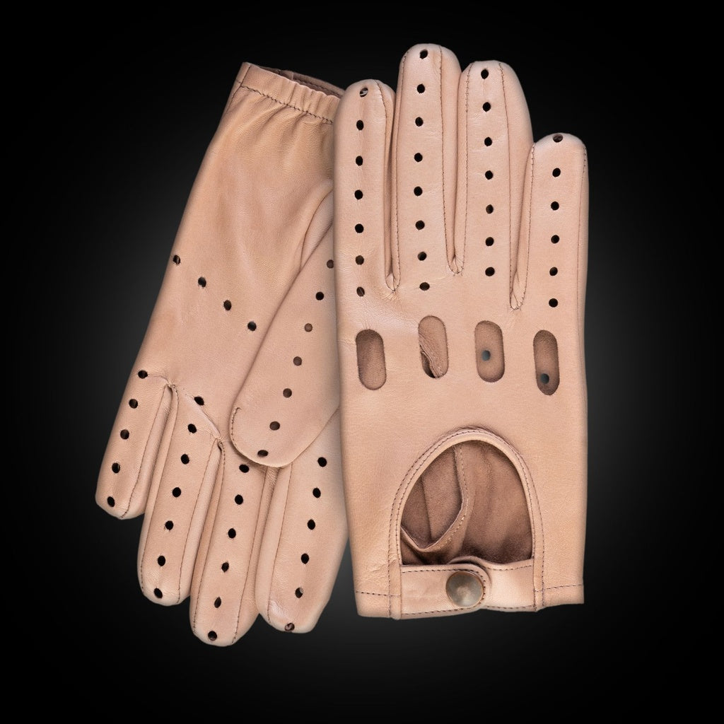 Light Men's Leather Driving Gloves with Wrist Elastic