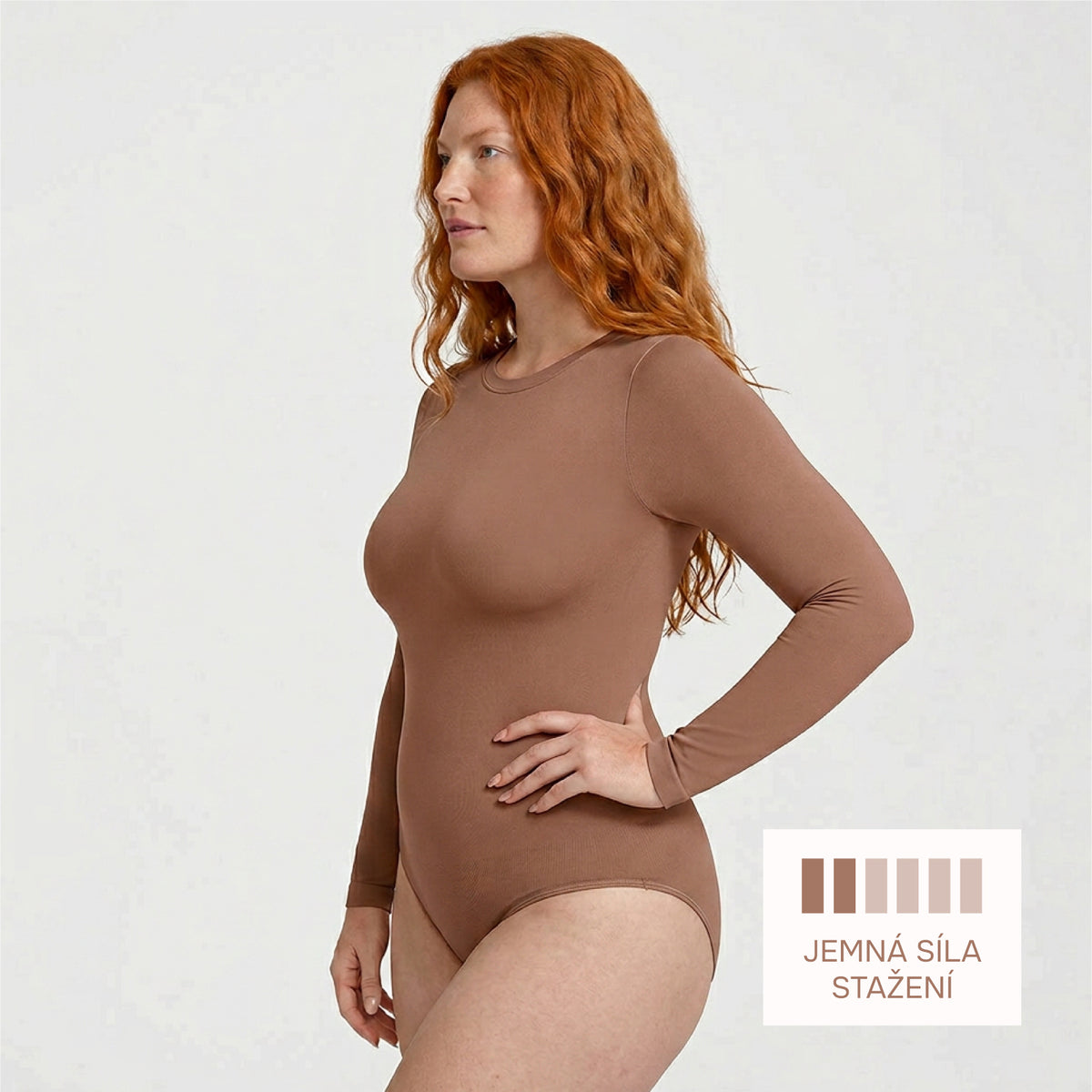 Tvarujúci body s dlhými rukávmi a klasickým strihom nohavičiek, NUDE M/L