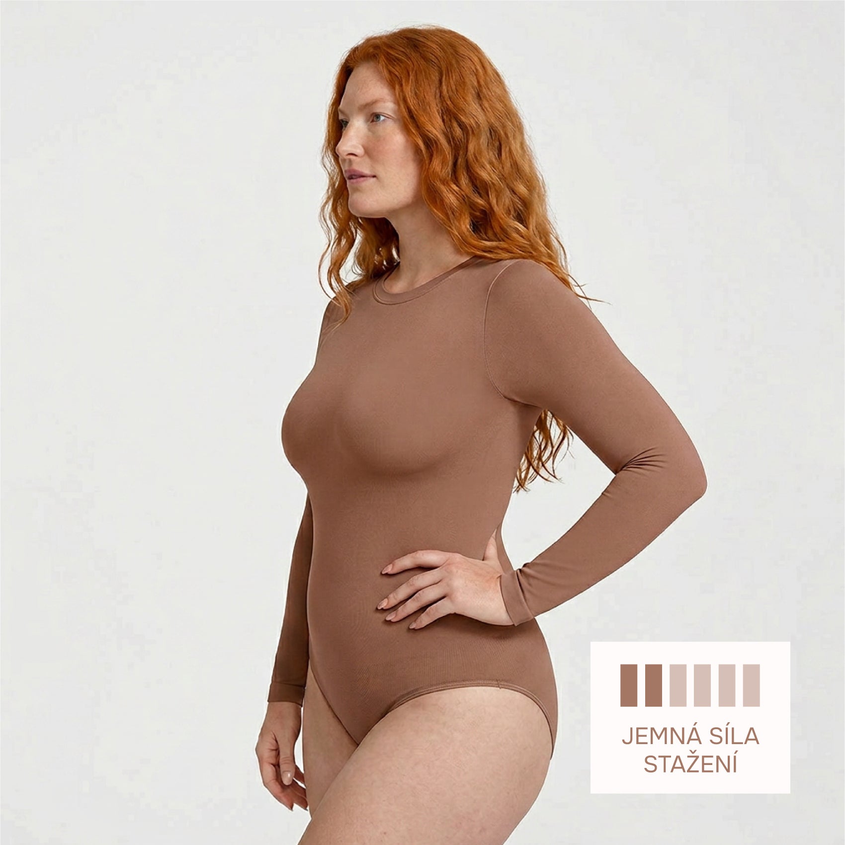 Shaping bodysuit with long sleeves and classic panty cut, NUDE size other: XL/XXL