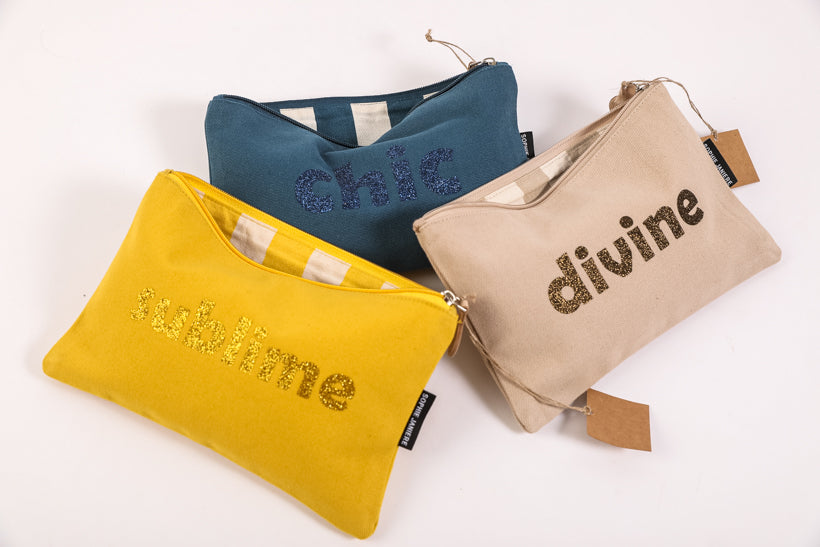Gestreepte platte pouch