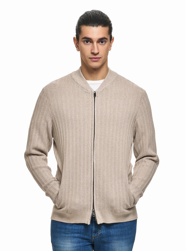 RIBBED BOMBER COLLAR JACKET