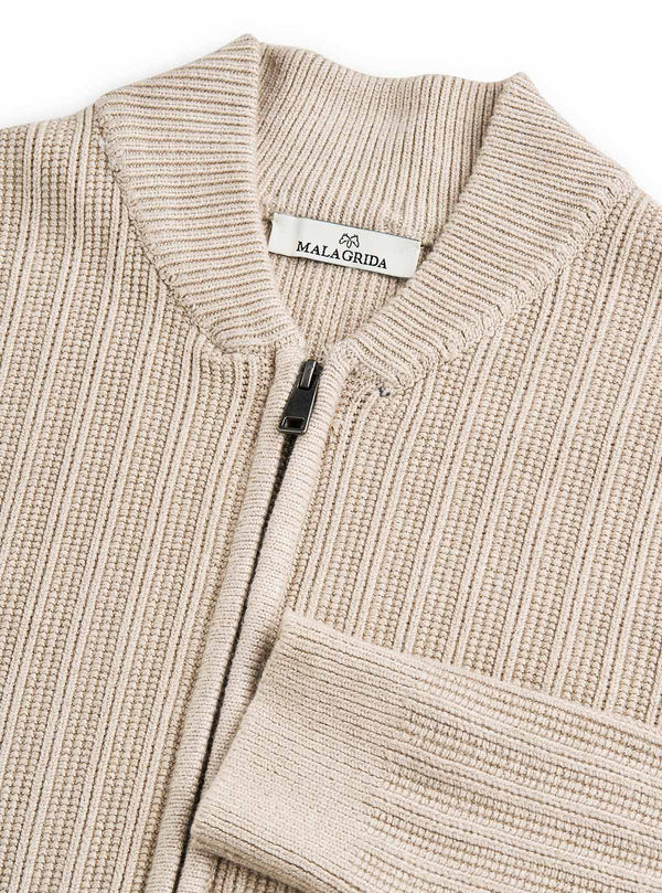 RIBBED BOMBER COLLAR JACKET