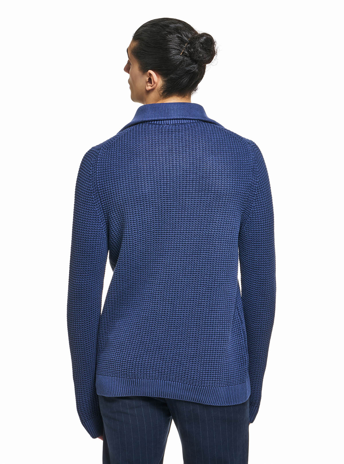 HALF ZIP SWEATER IN DISHCLOTH STITCH