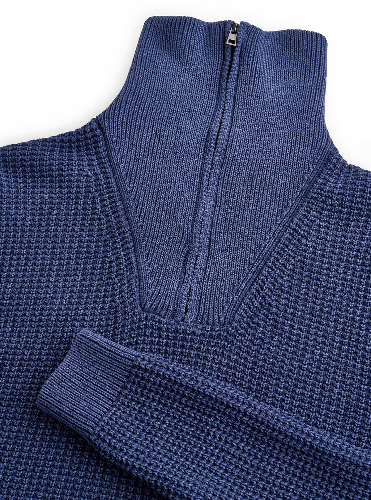 HALF ZIP SWEATER IN DISHCLOTH STITCH