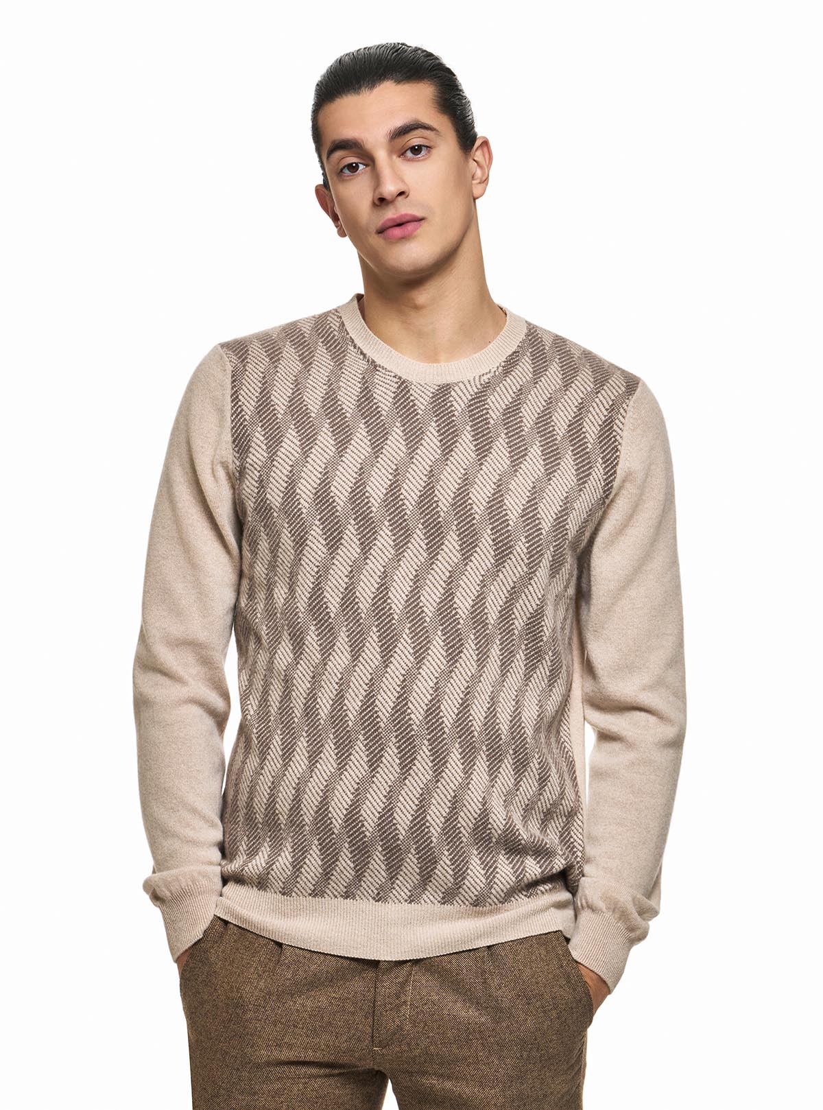 DOTTED JACQUARD CREW NECK