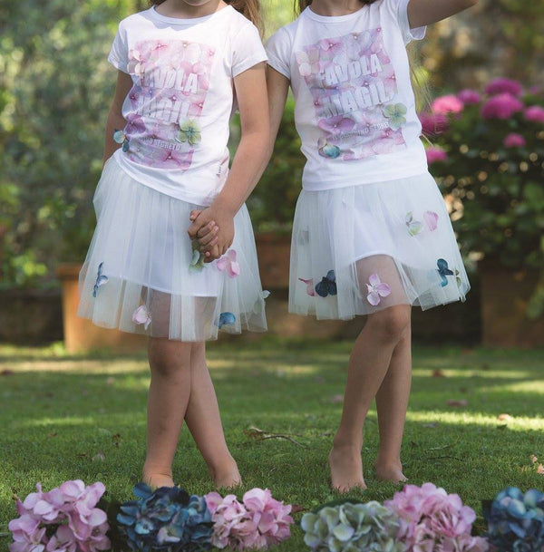 GONNA IN TULLE CON PETALI APPLICATI