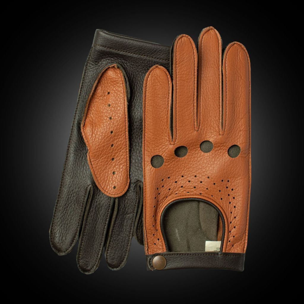 Combined Men's Leather Driving Gloves Made from American Deer