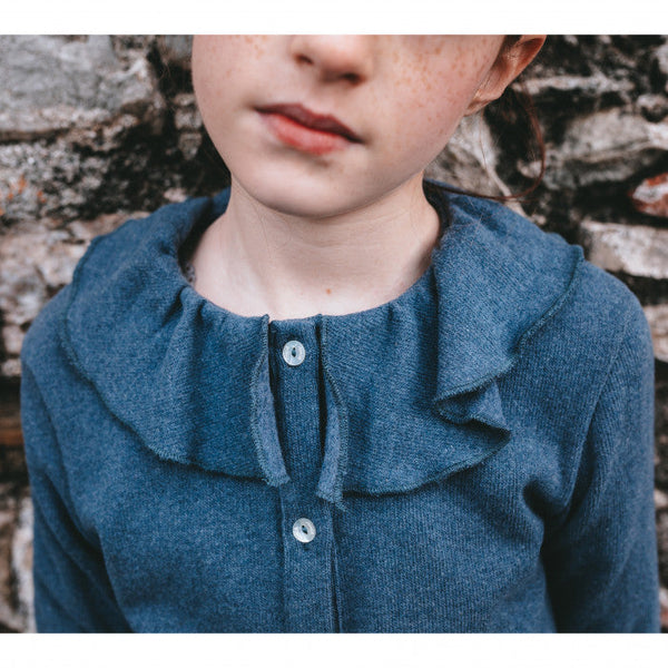 AVIATOR CARDIGAN WITH RUFFLED COLLAR