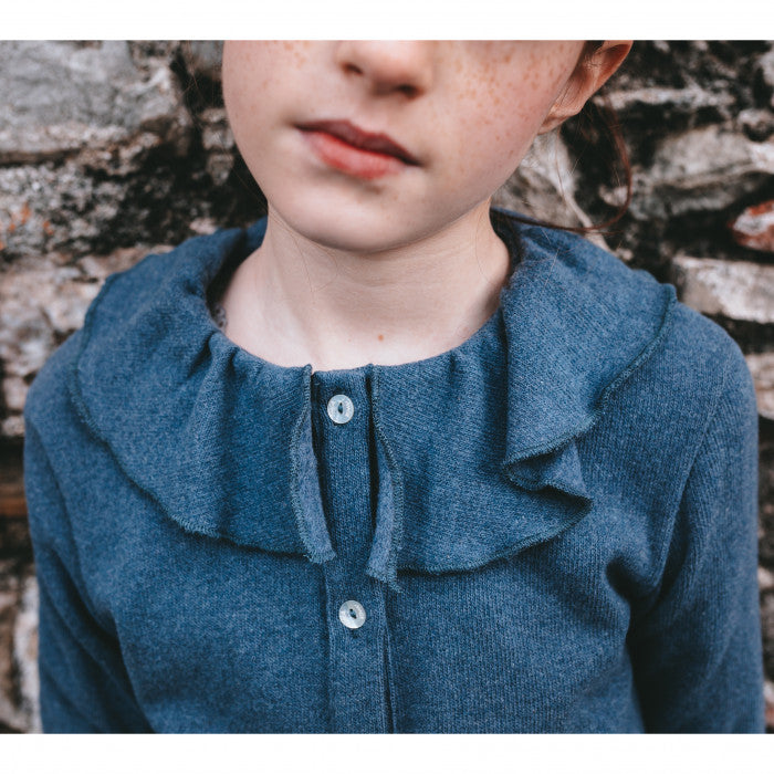 AVIATOR CARDIGAN WITH RUFFLED COLLAR