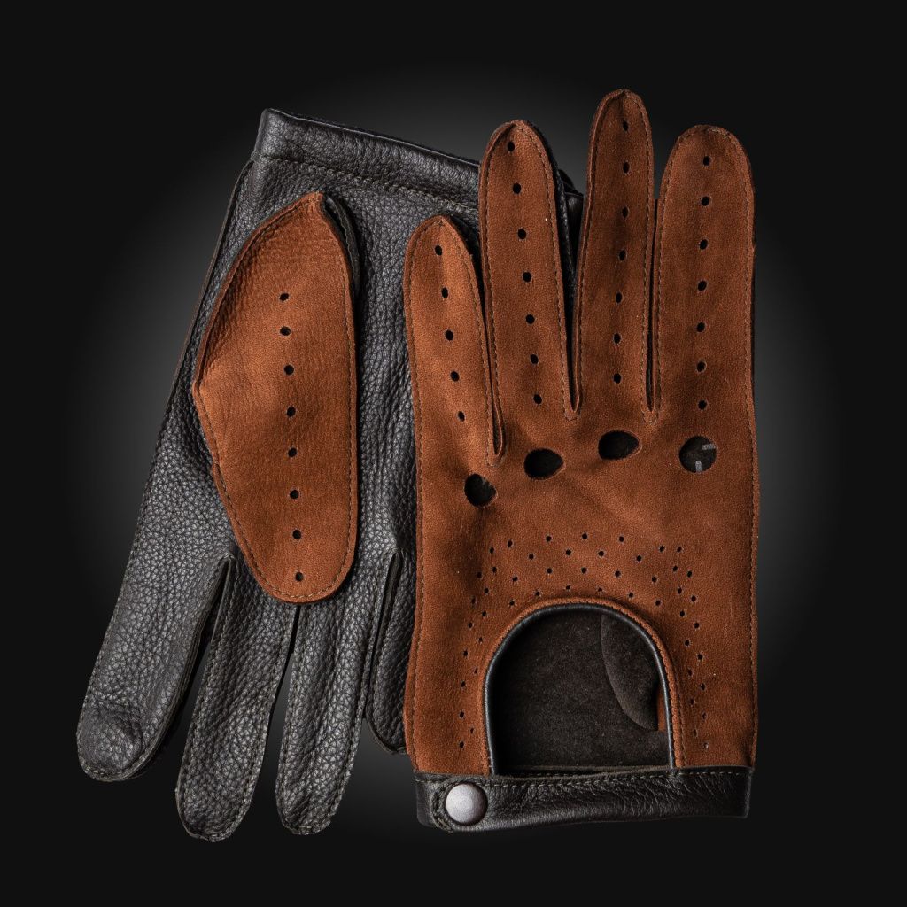 Combined Men's Leather Driving Gloves Made from American Deer