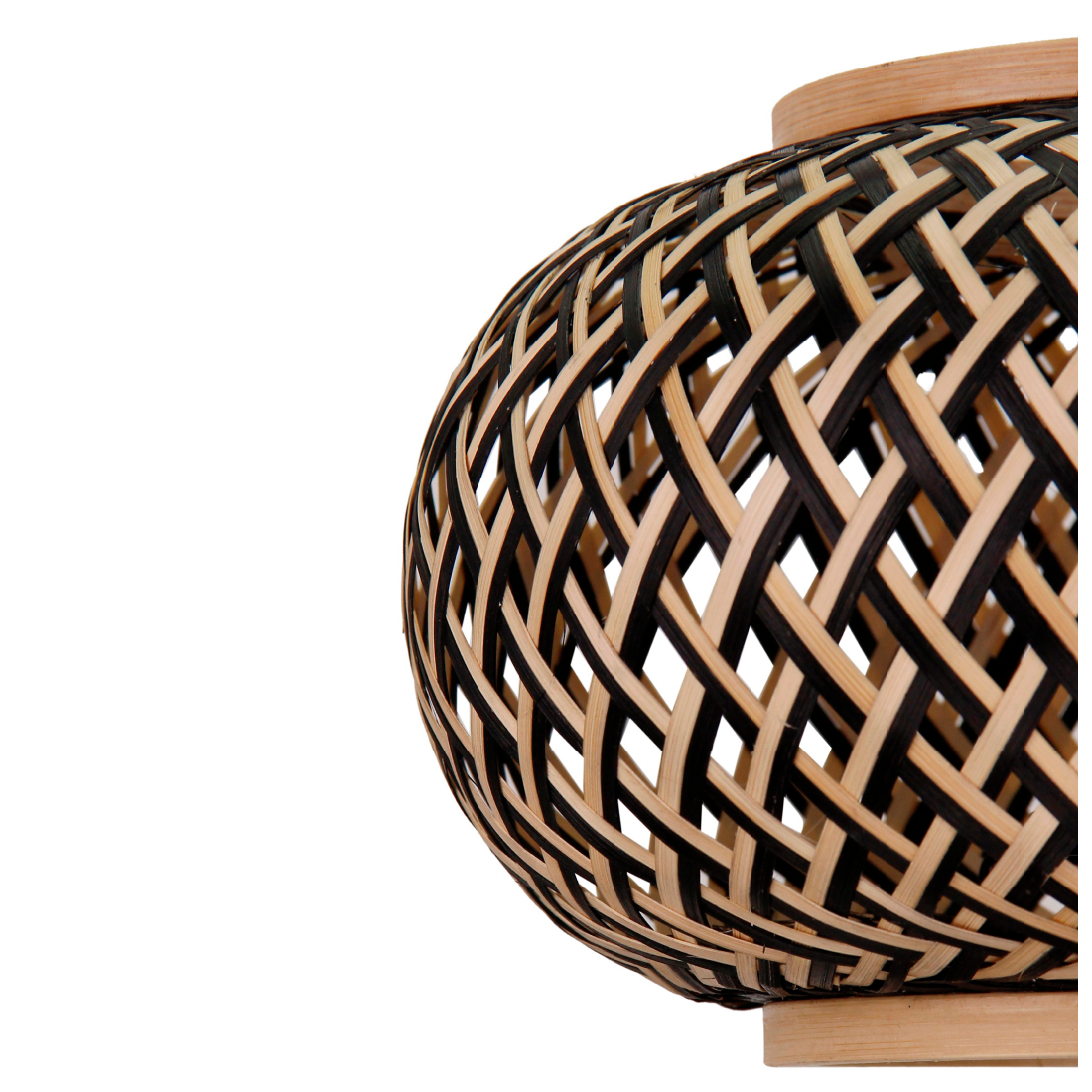 Various Floor Lamp Living Room, 1 Flame Vintage Design, Metal/Bamboo, E27 Socket, Beige/Black, Diameter 38 cm, Dimmable, Without Light Bulb