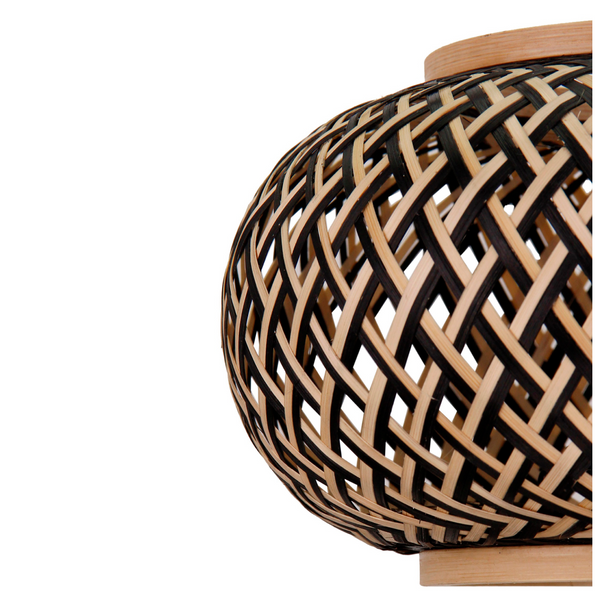 Various Floor Lamp Living Room, 1 Flame Vintage Design, Metal/Bamboo, E27 Socket, Beige/Black, Diameter 38 cm, Dimmable, Without Light Bulb