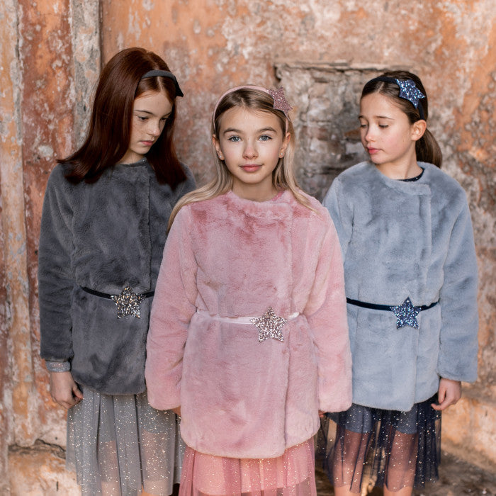PINK ECO FUR COAT