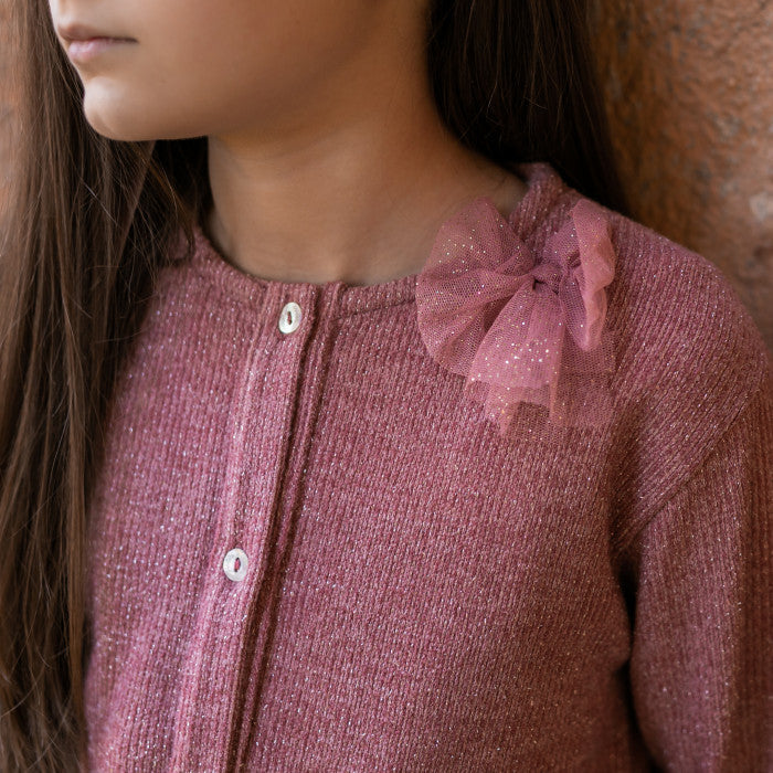 CARDIGÁN DE PUNTO LUREX ROSA