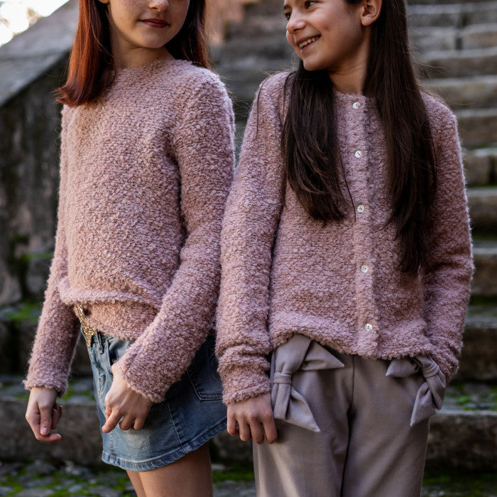 PINK BOUCLE CARDIGAN