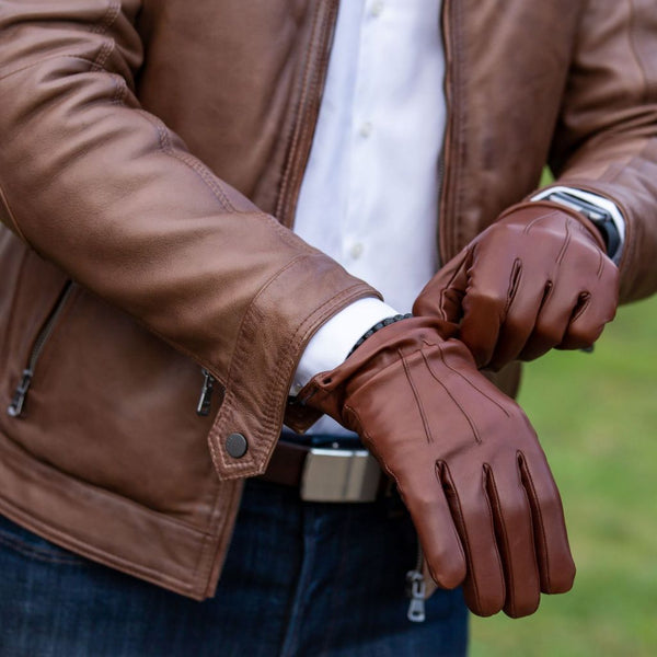 Modern Men's Leather Gloves with Cashmere