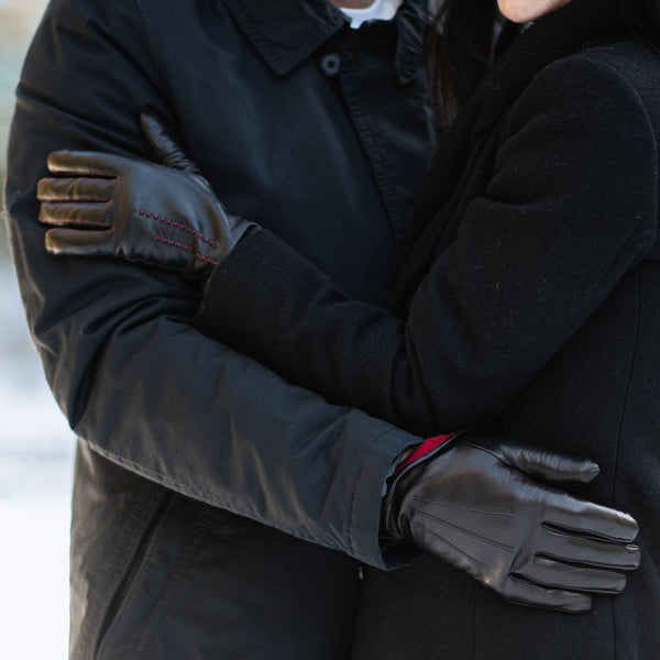 Men's Winter Gloves with Red Cashmere