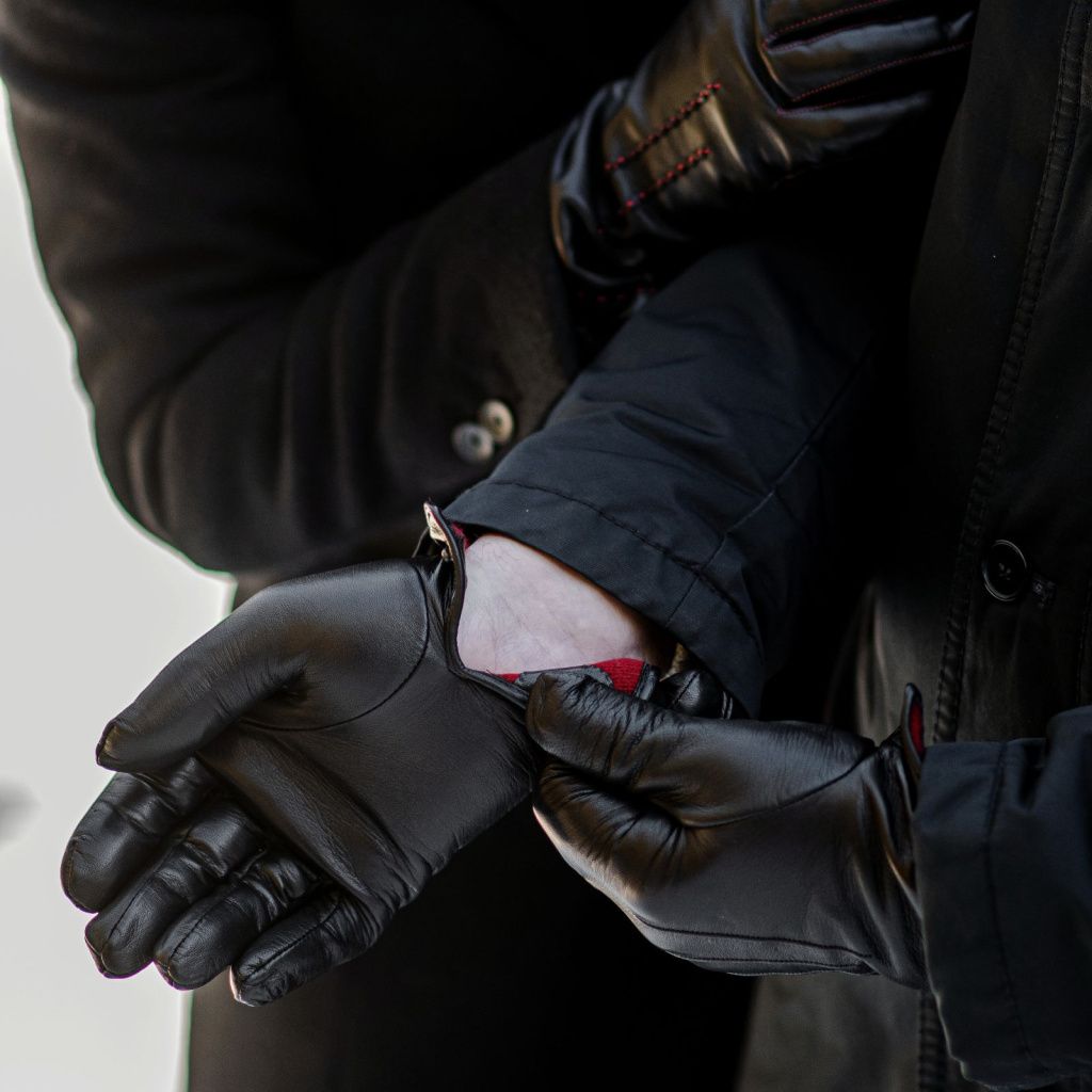 Men's Winter Gloves with Red Cashmere