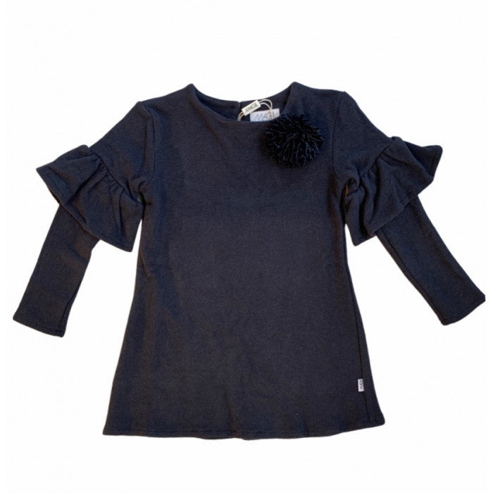 WARM COTTON DRESS WITH POM POM