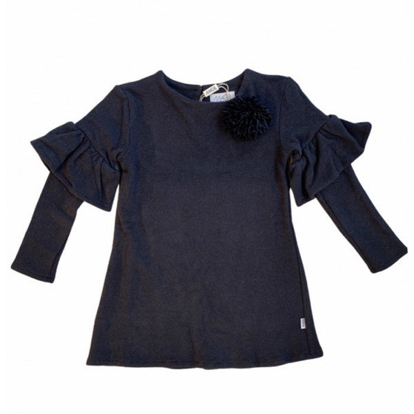 WARM COTTON DRESS WITH POM POM