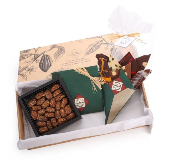 Scatola Regalo del 70° Anniversario di L'Atelier du Chocolat · Bouquet di Cioccolato da Collezione e Feuillant d'Or