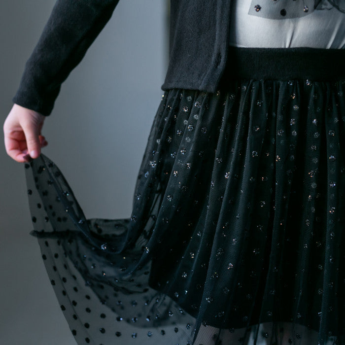 BLACK GLITTER POLKA DOT TULLE SKIRT