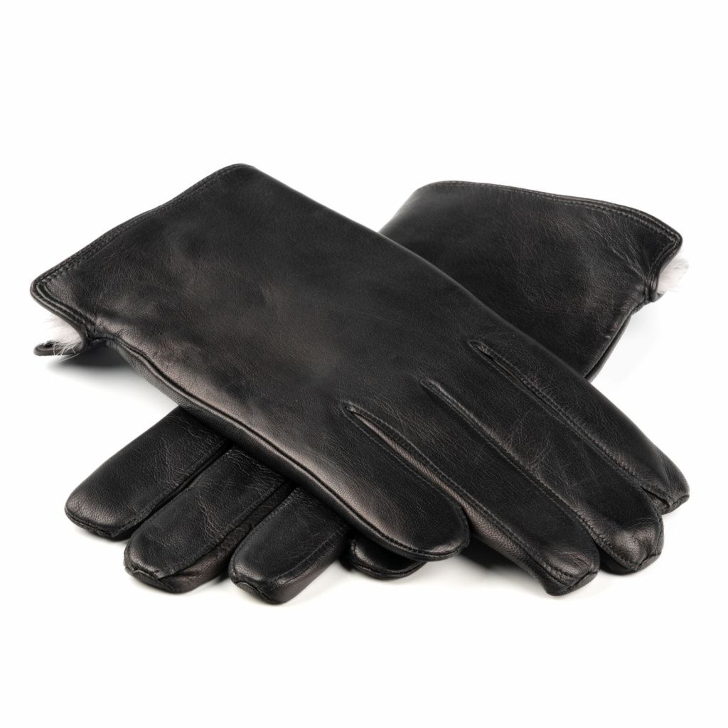 Smooth Men's Gloves with Rabbit Lining