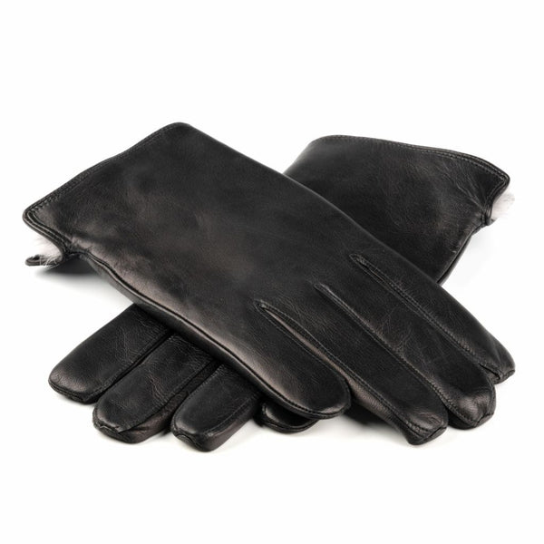 Smooth Men's Gloves with Rabbit Lining