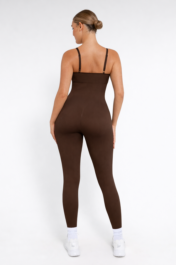 Shaping jumpsuit for every occasion, BROWN size other: XS/S