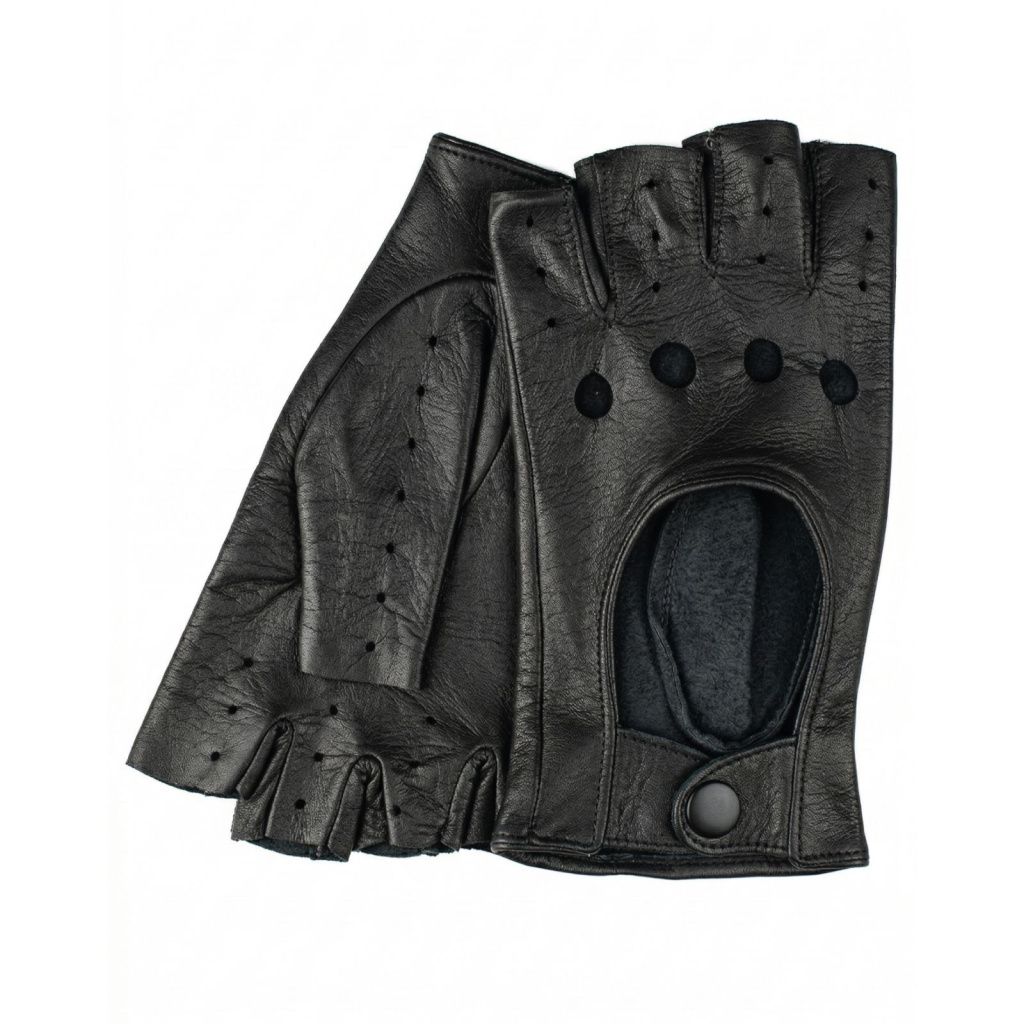 Women's Leather Fingerless Driving Gloves Made of Lambskin