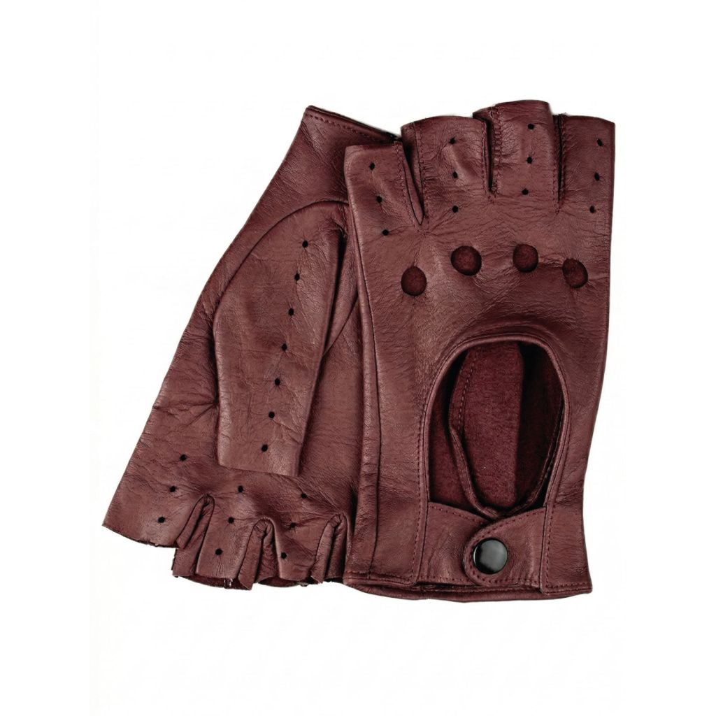 Women's Leather Fingerless Driving Gloves Made of Lambskin