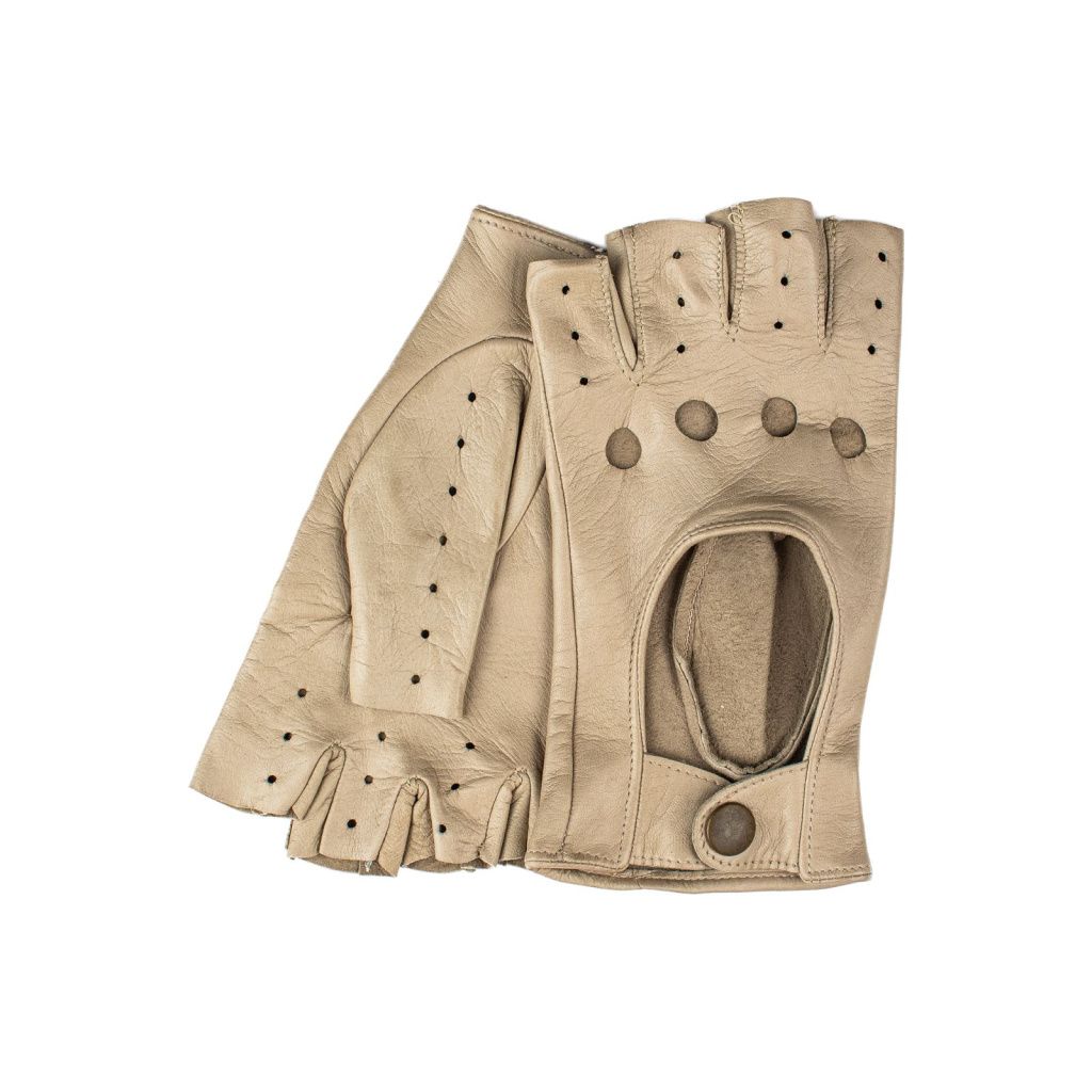 Women's Leather Fingerless Driving Gloves Made of Lambskin