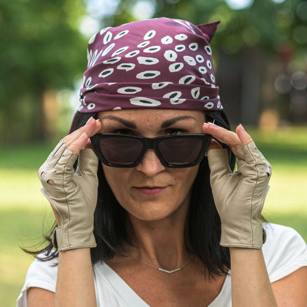 Women's Leather Fingerless Driving Gloves Made of Lambskin