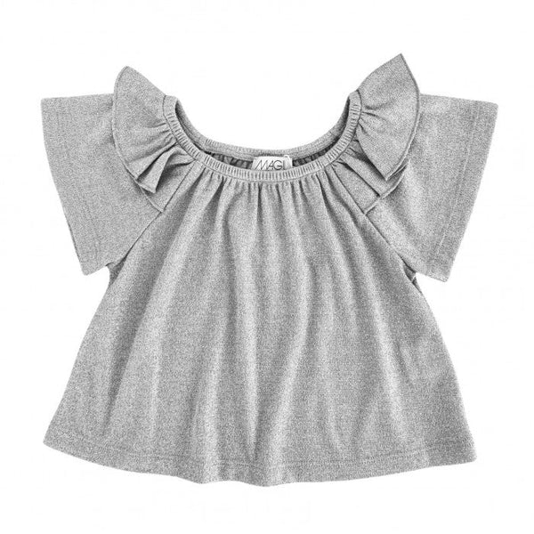 Pulover z nabranim ovratnikom iz lurex materiala