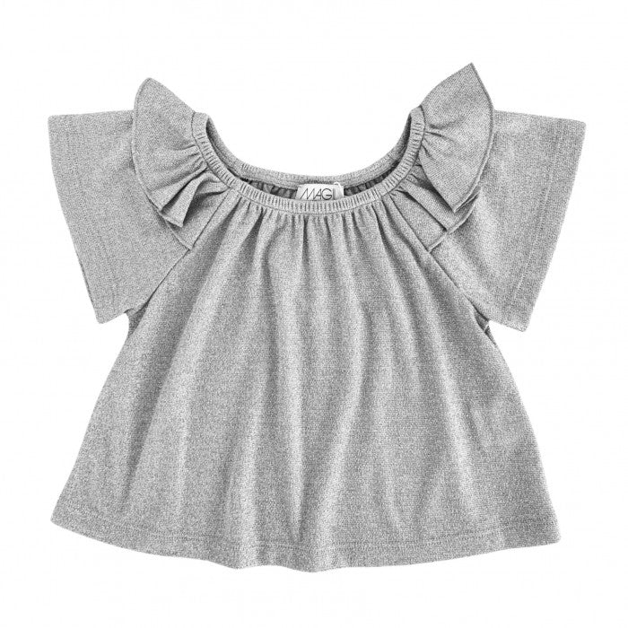 RUFFLED COLLAR LUREX SWEATER