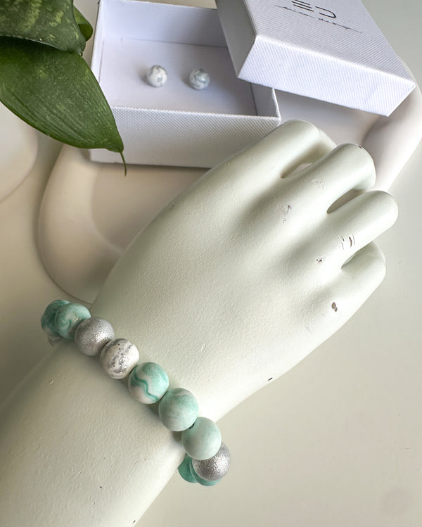 Bracelet, earrings | BULB LIMITED | turquoise-green