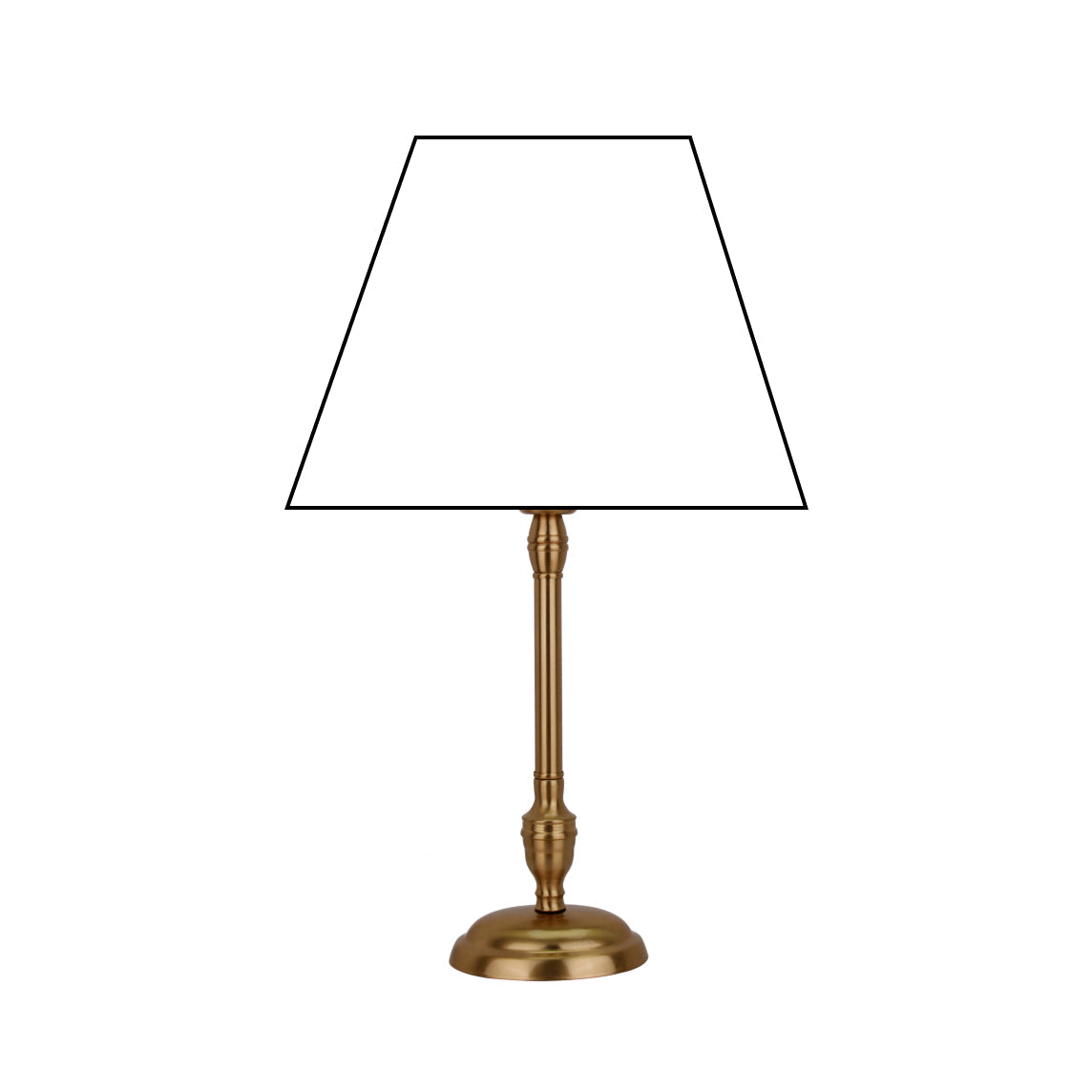 Metall-Lampenfuß mit matter Messingoberfläche, runde Basis und E27-Fassung – 35 cm hoch.